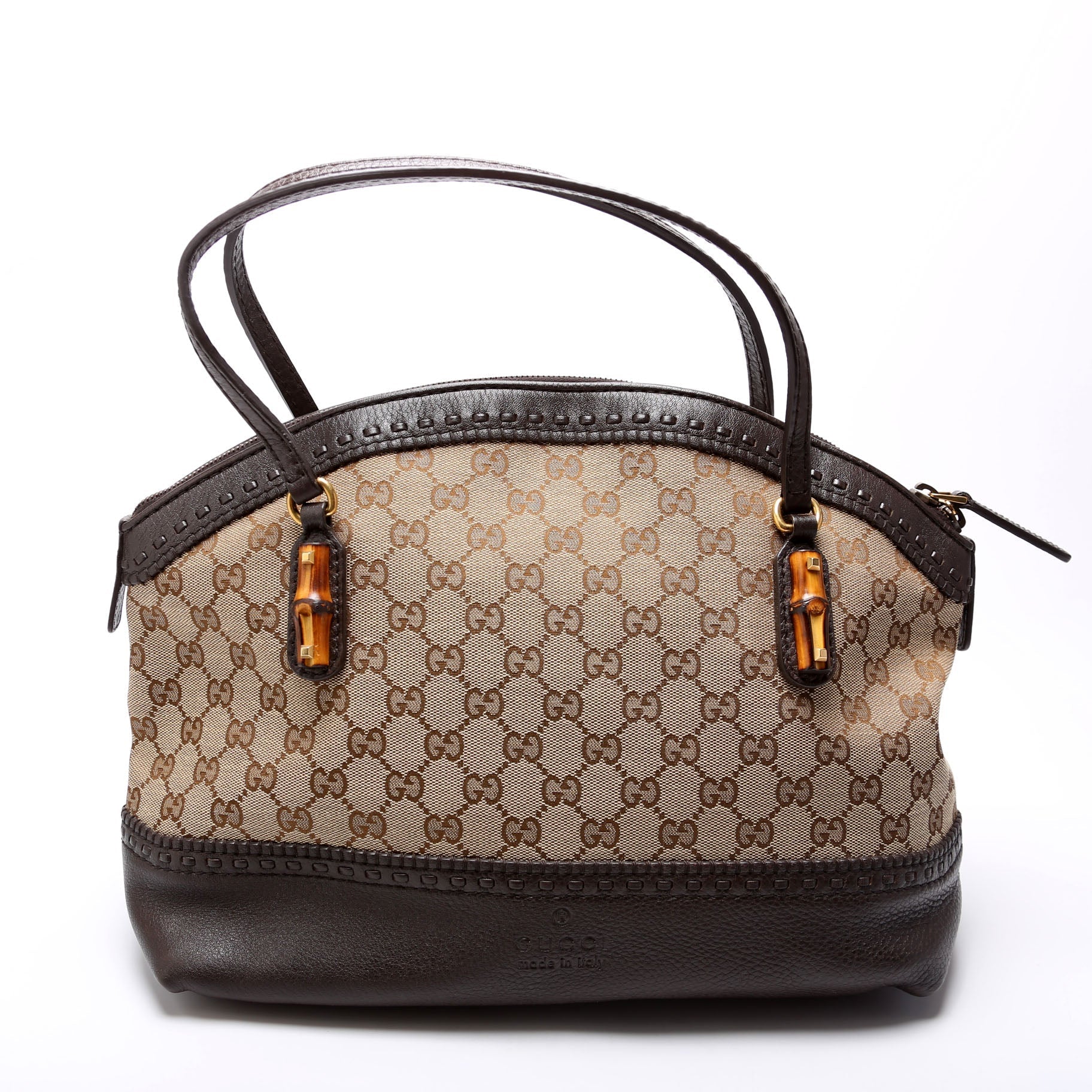 Gucci 339002 GG Bamboo Canvas Shoulder Bag