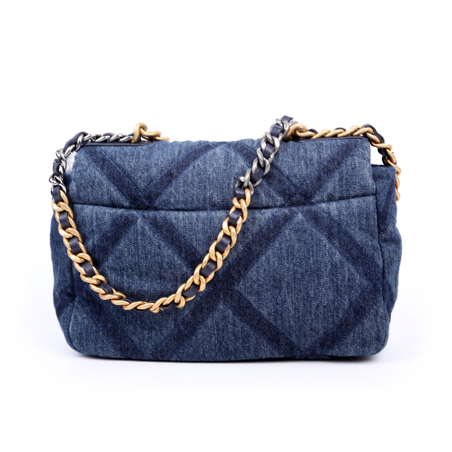 Chanel Quilted Denim 19 Small Blue Bag