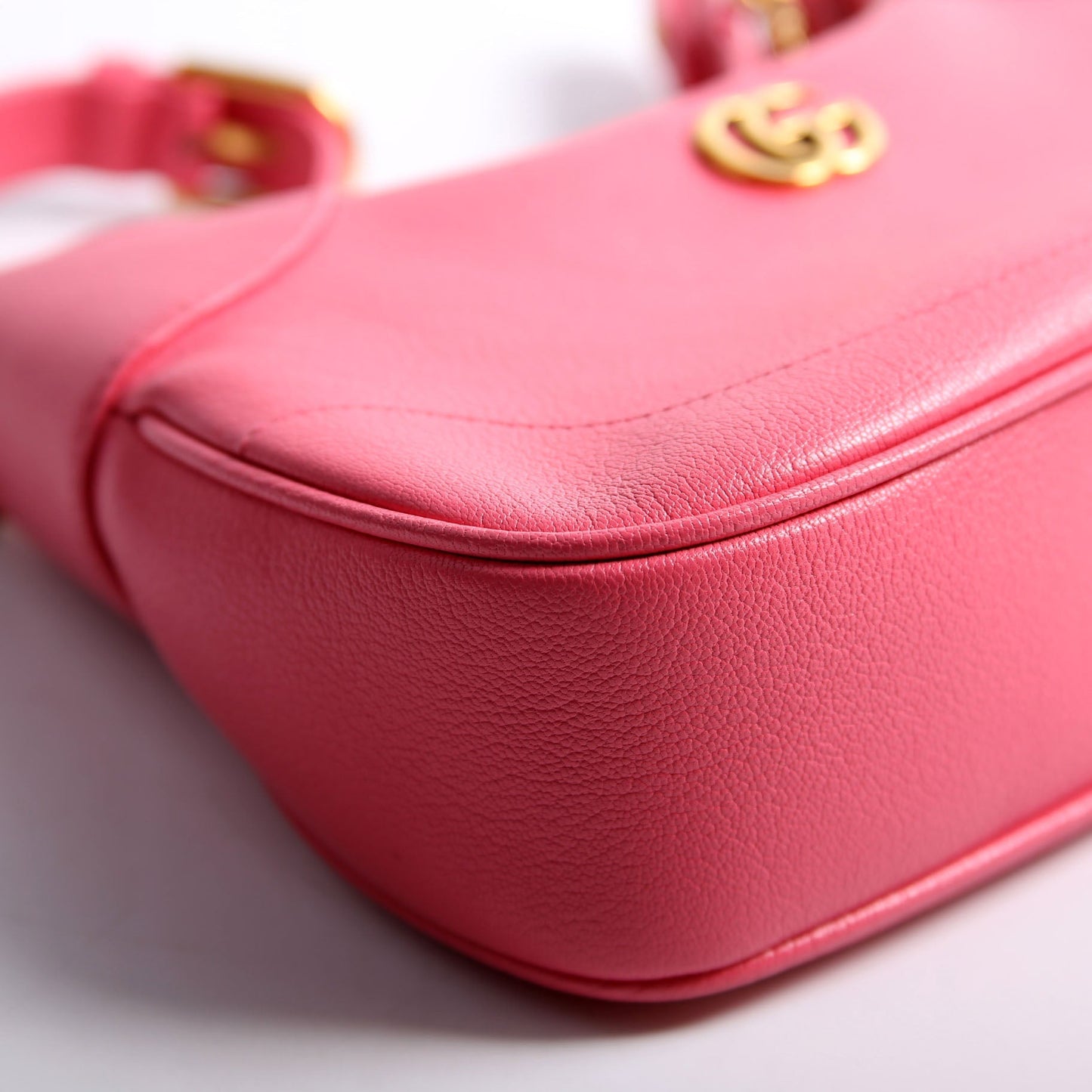Gucci 731817 Aphrodite Leather Small Shoulder Pink/Gold Bag