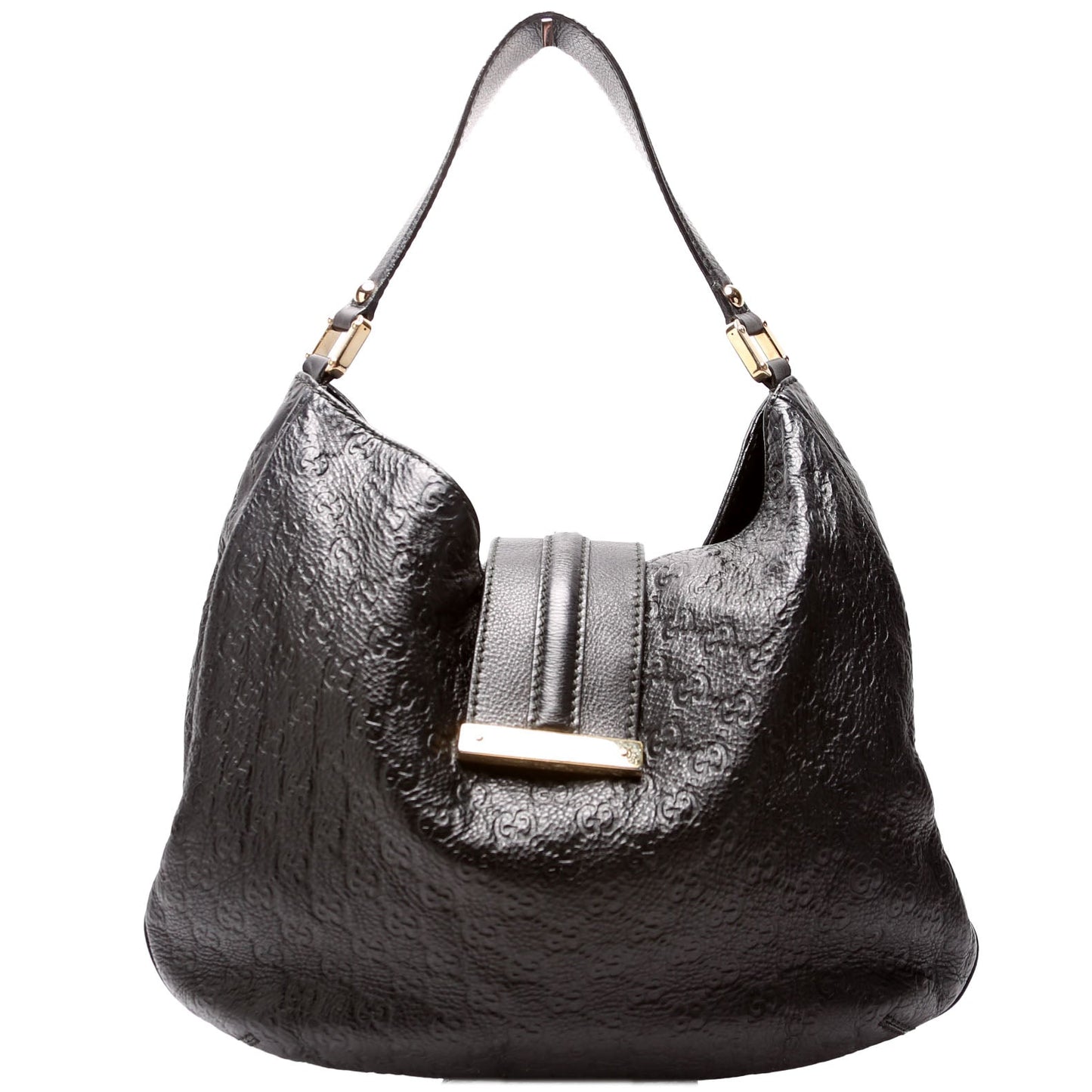 Gucci 233604 GG Leather Large Hobo Black Bag