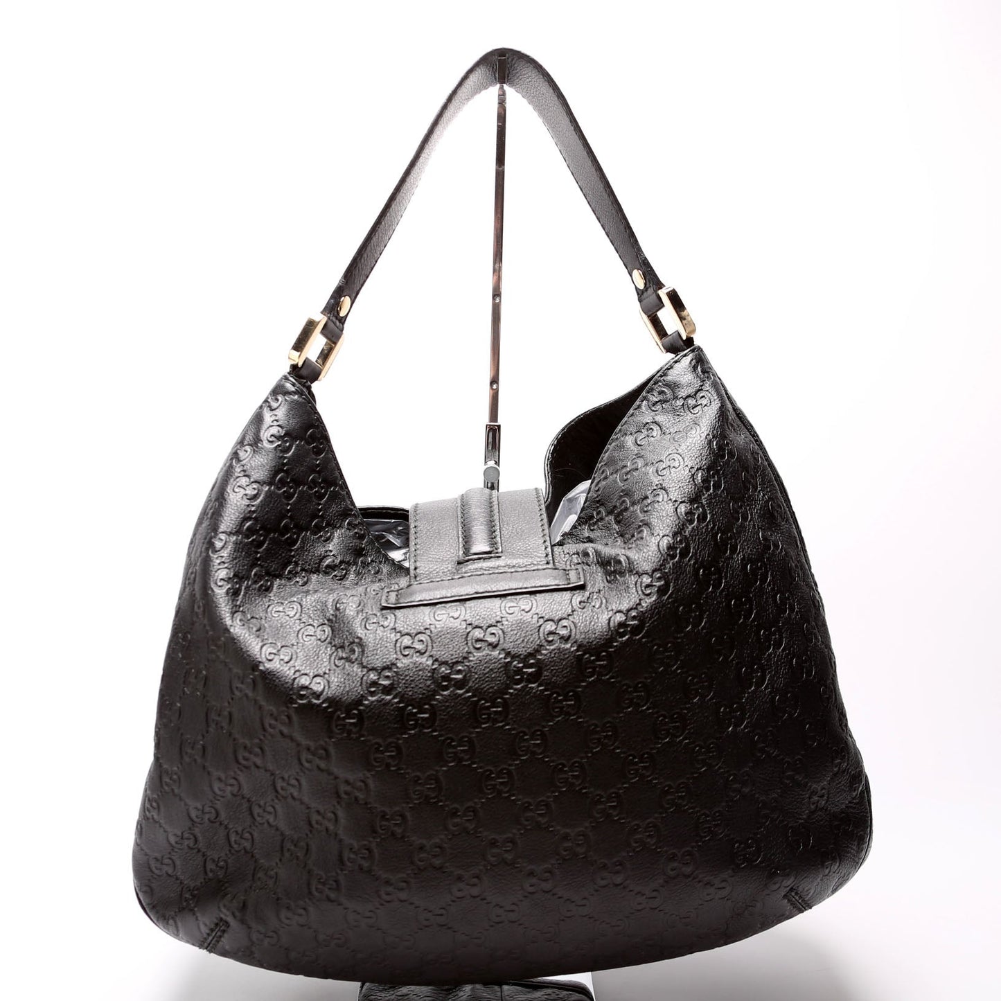 Gucci 233604 GG Leather Large Hobo Black Bag