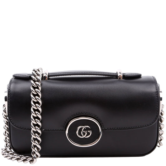 Gucci 760194 Petite GG Mini Calfskin Shoulder Black Bag