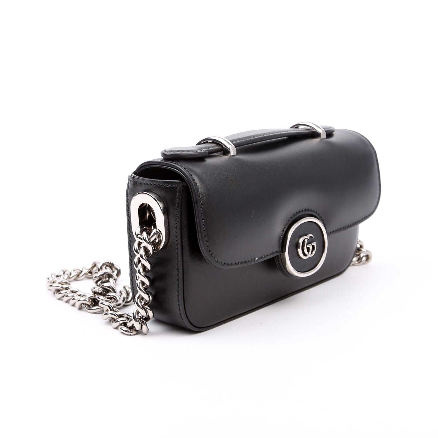 Gucci 760194 Petite GG Mini Calfskin Shoulder Black Bag