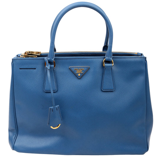 Prada Saffiano Galleria Medium Blue Bag