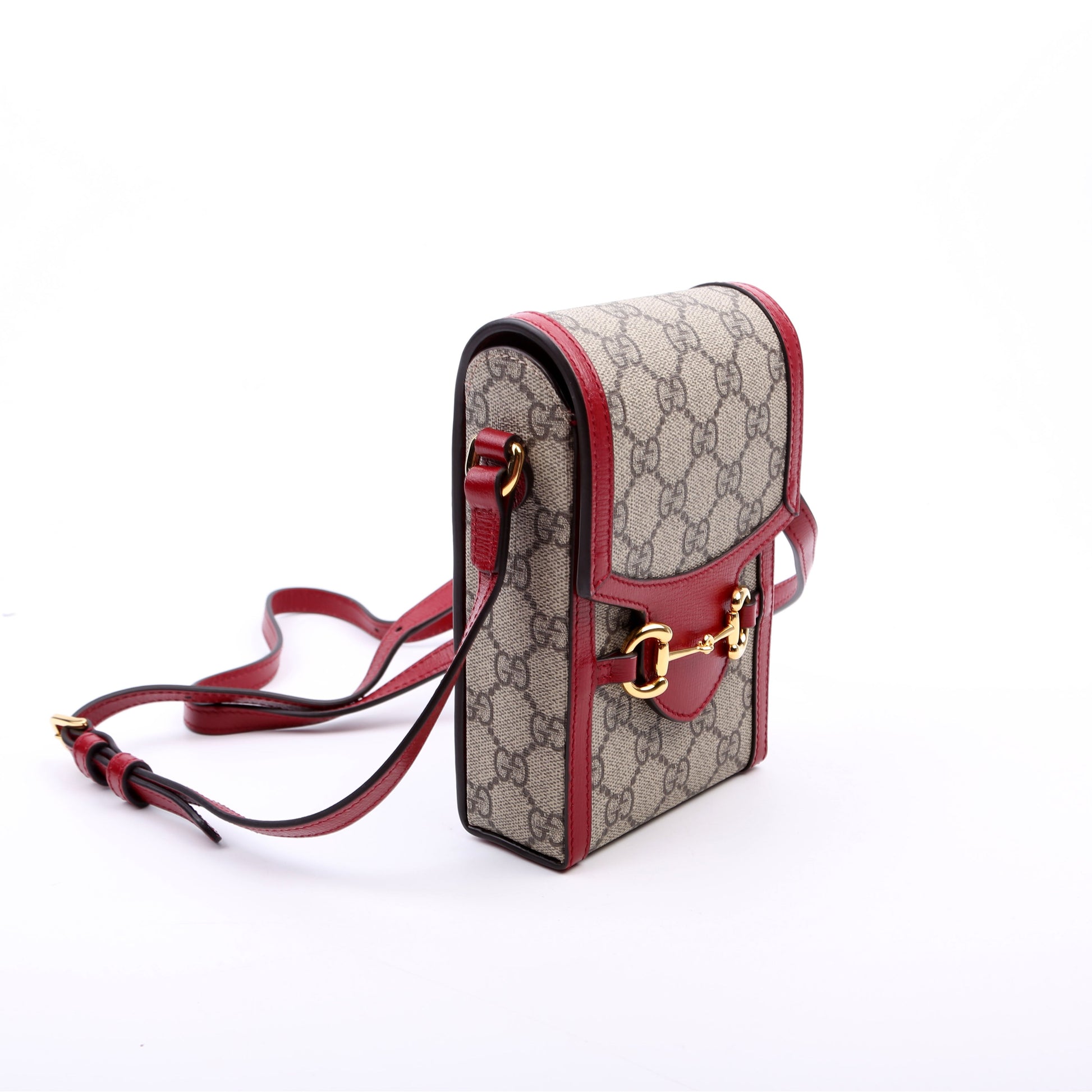 Gucci 625615 Horsebit 1955 GG Supreme Mini Red Bag