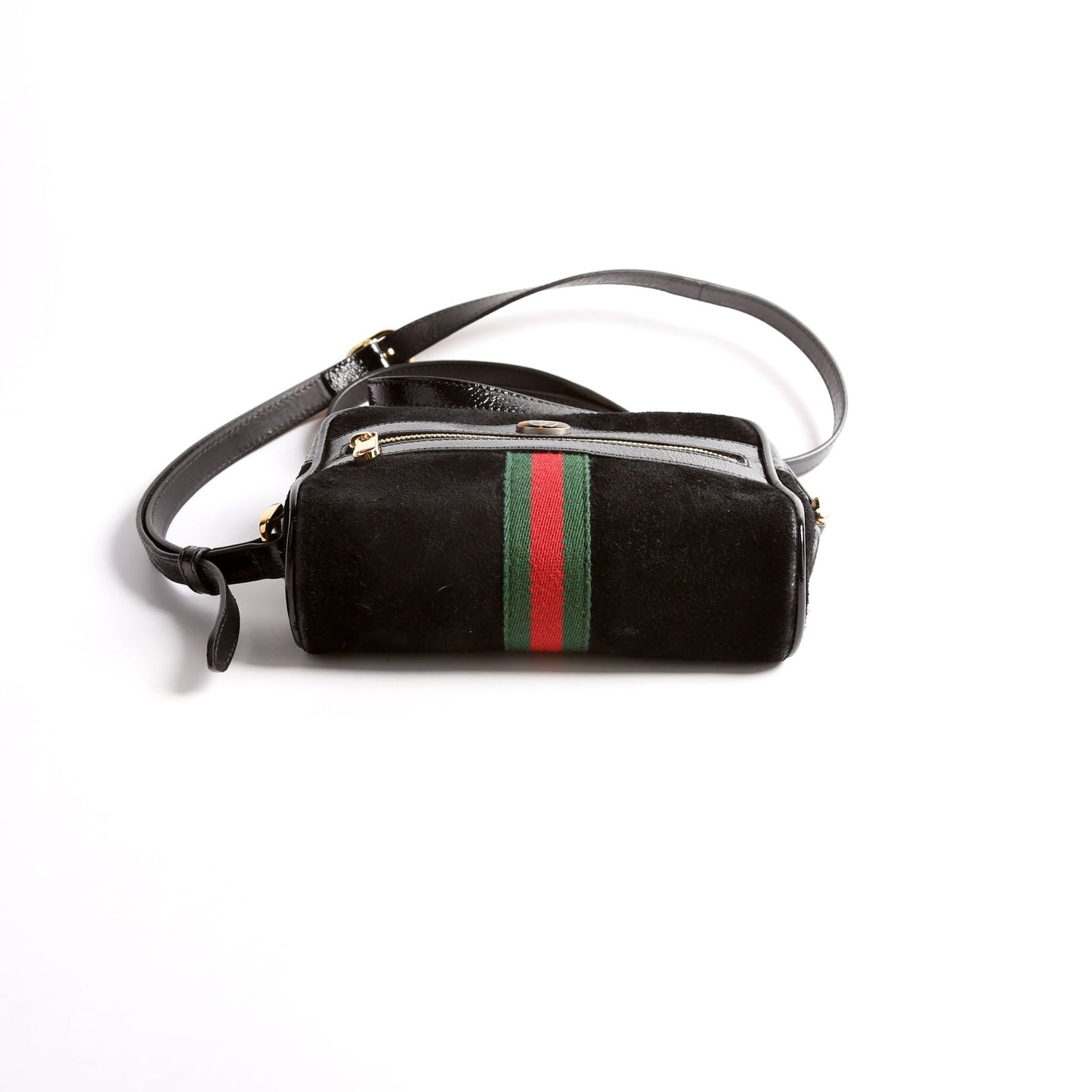 Gucci 517350 GG Super Mini Suede Ophidia Black Bag