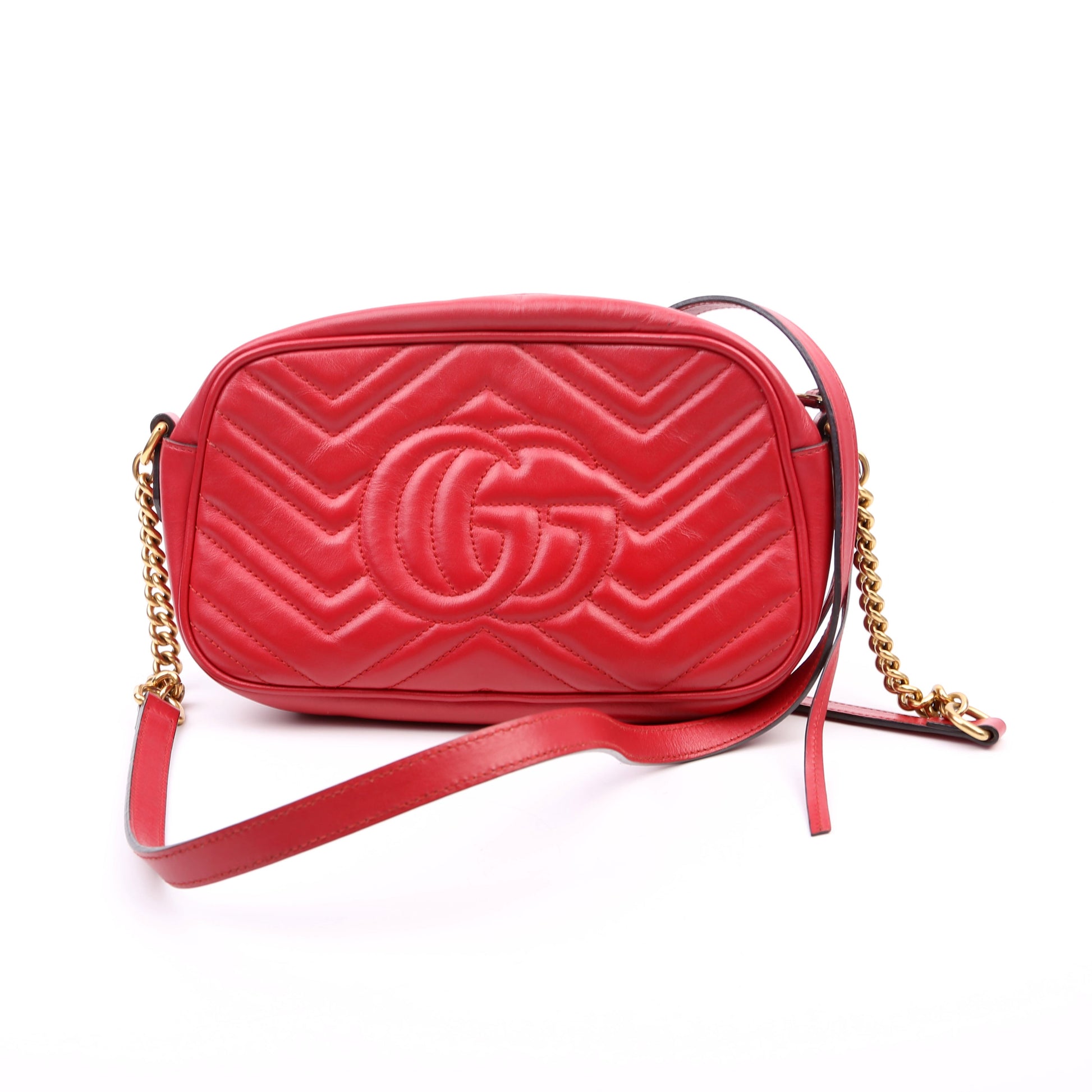 Gucci 447632 Marmont Small Leather Camera Red Bag