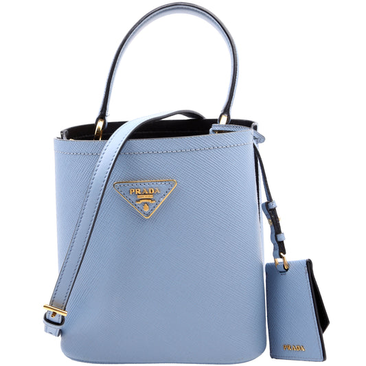 Prada Saffiano Cuir Small Panier Blue Bag