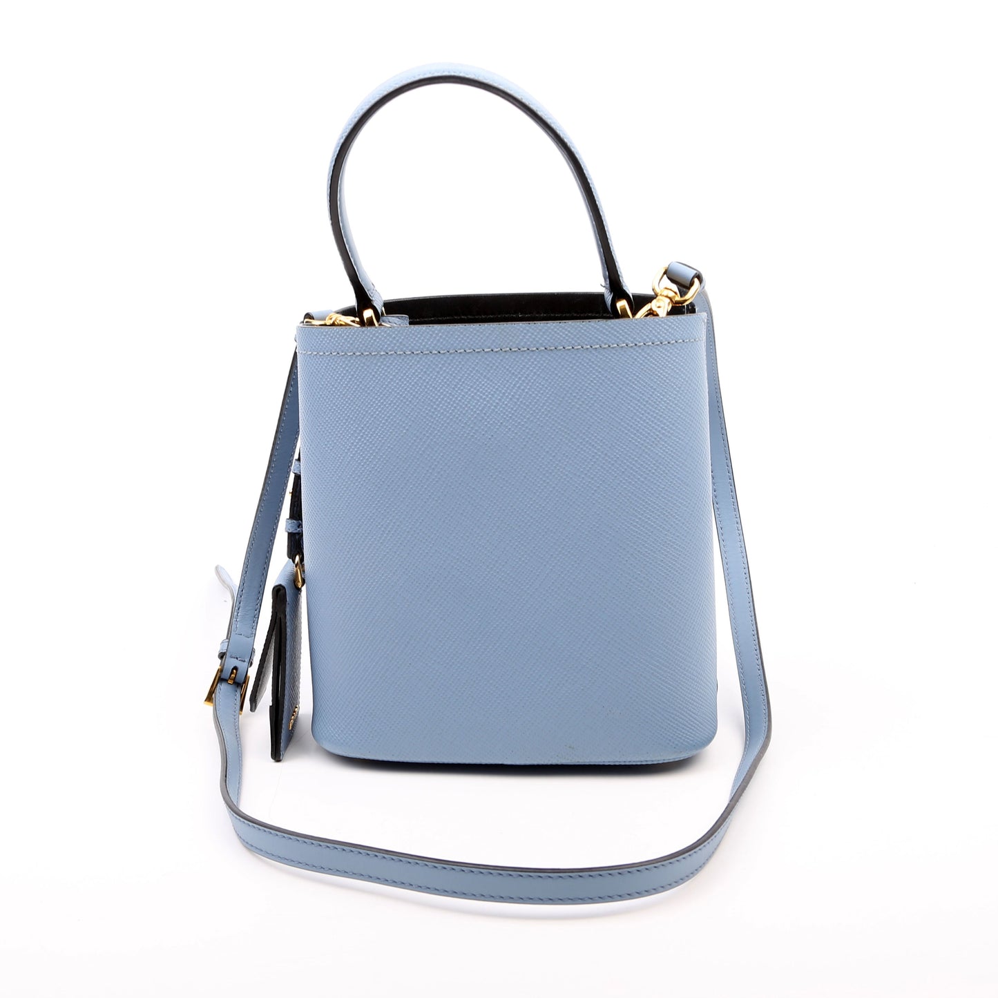 Prada Saffiano Cuir Small Panier Blue Bag - Style 2