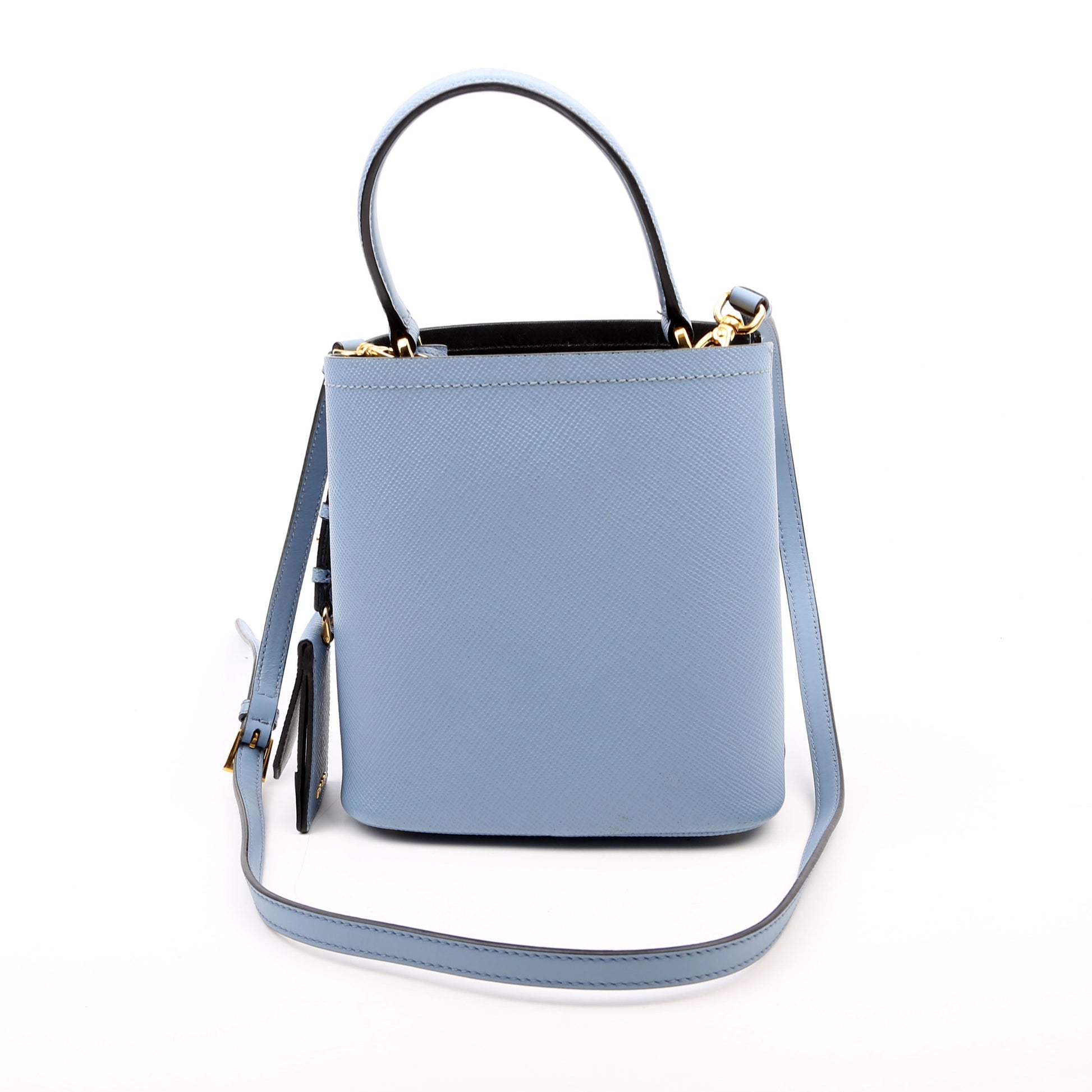 Prada Saffiano Cuir Small Panier Blue Bag - Style 2