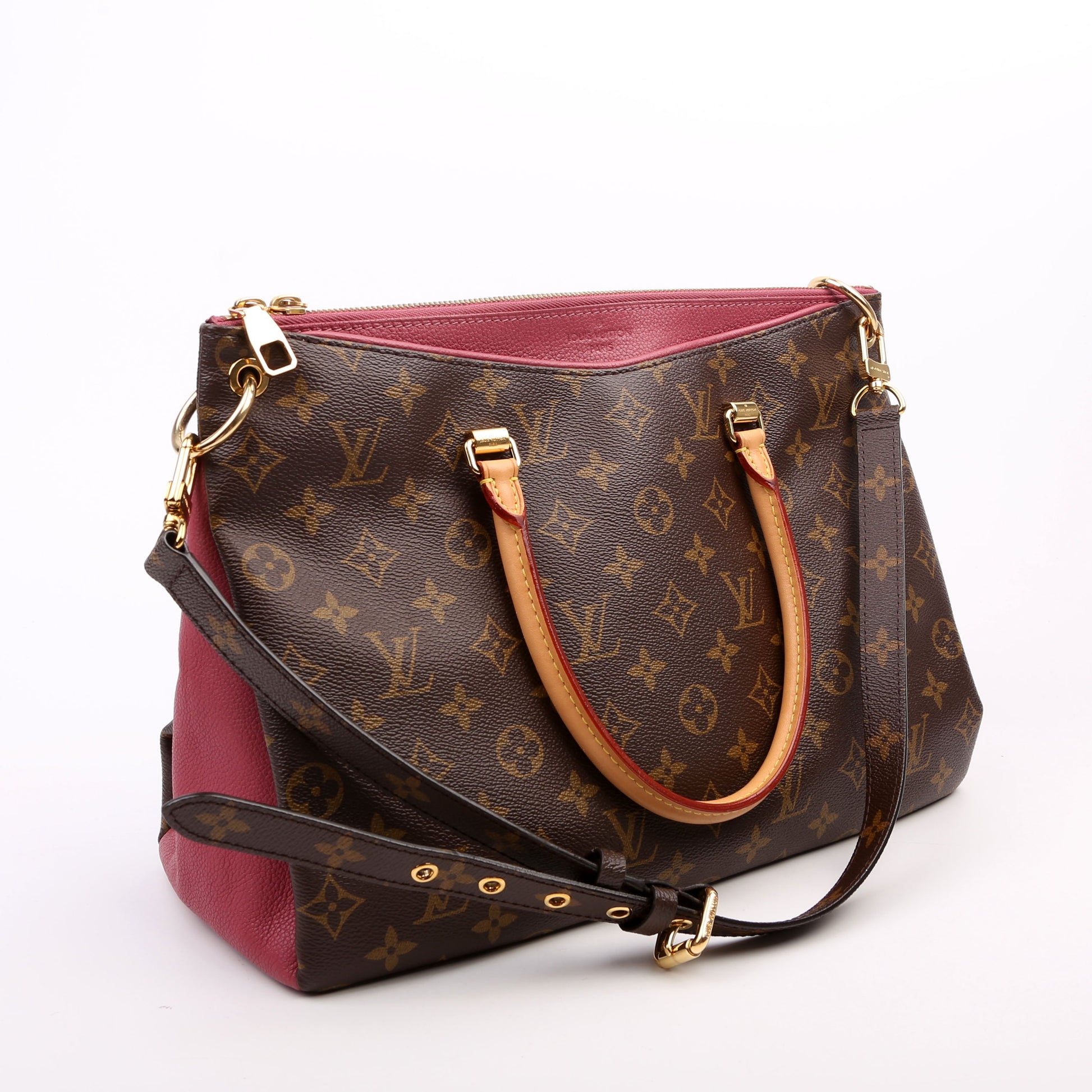 Louis Vuitton Pallas Tote Monogram Leather Side Mauve