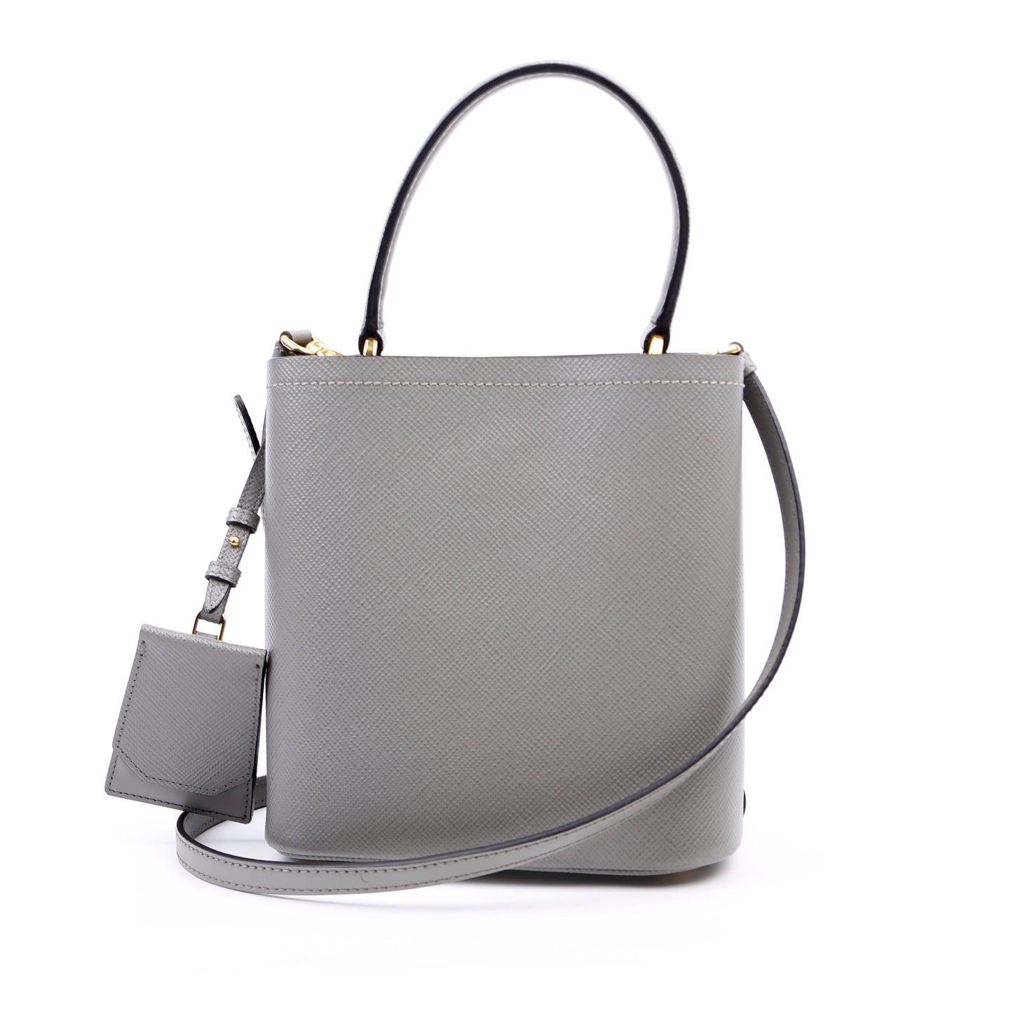 Prada 1BA217 Saffiano Cuir Small Panier Grey Bag