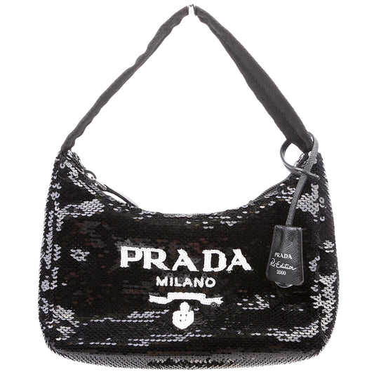Prada Re-Edition 2000 Sequin Mini Black/White Bag