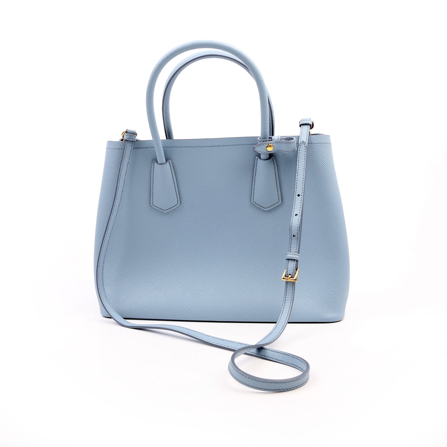Prada Saffiano Cuir Double Medium Blue Bag - Style 3