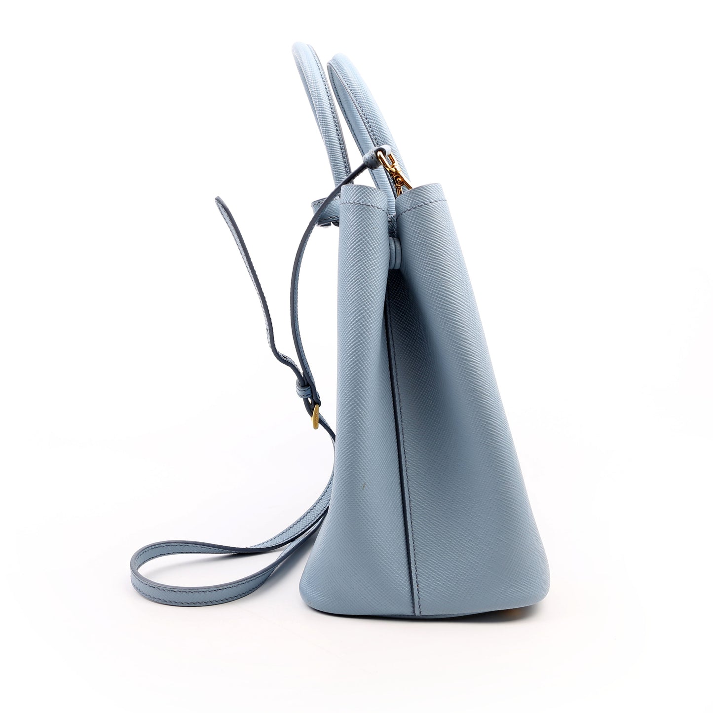 Prada Saffiano Cuir Double Medium Blue Bag - Style 3