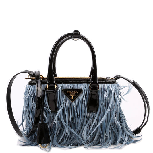 Prada 1BA906 Feather Galleria Mini Blue Bag