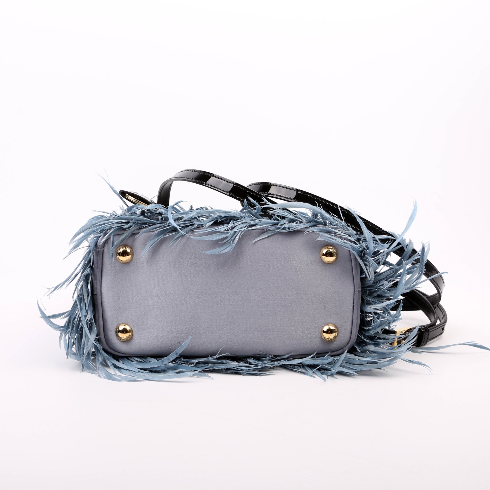 Prada 1BA906 Feather Galleria Mini Blue Bag