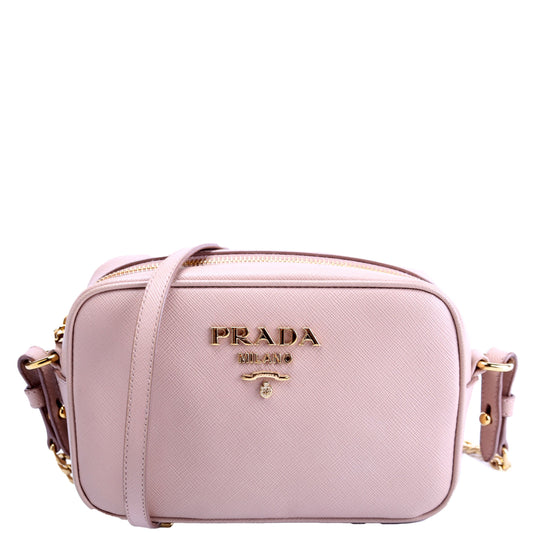 Prada Saffiano Lux Camera Small Nude Bag