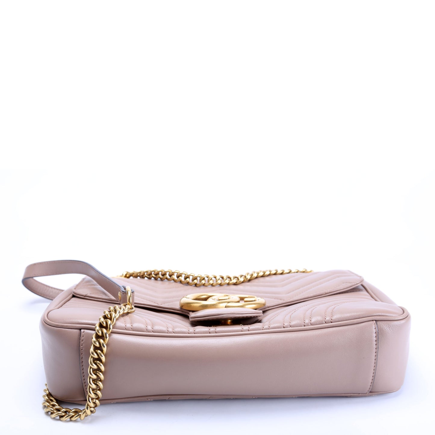 Gucci 443496 Marmont Leather Shoulder Medium Nude Bag