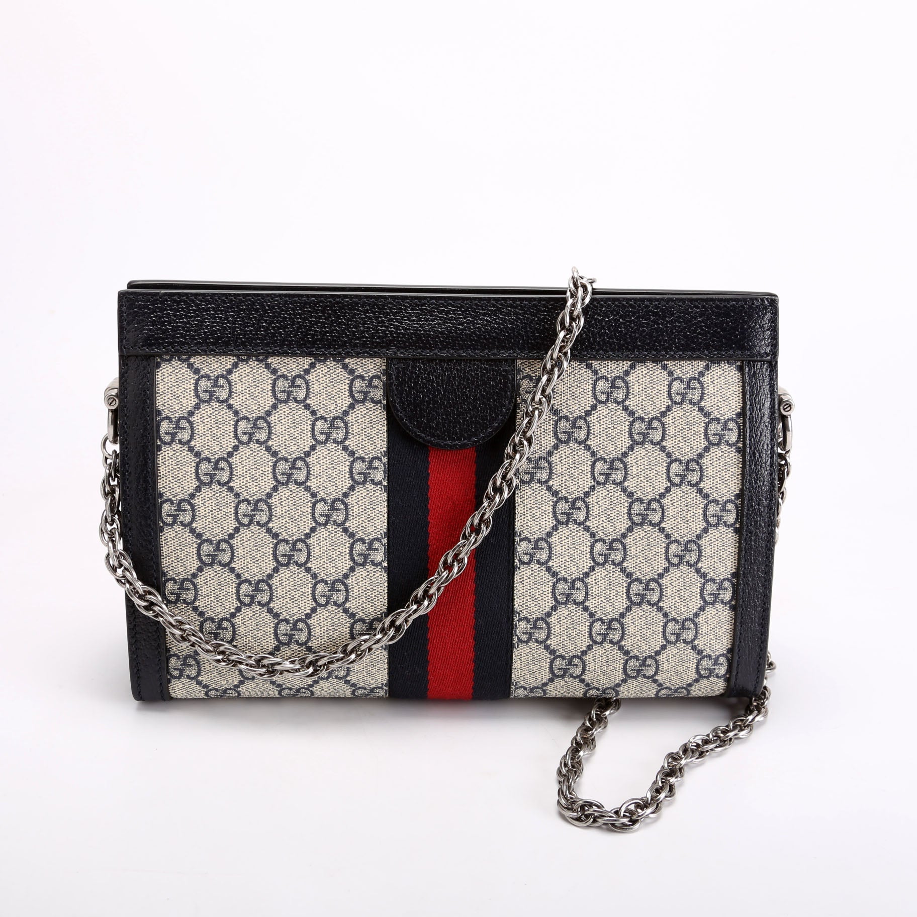 Gucci 503877 GG Supreme Ophidia Small Chain Blue/Red/Beige Bag