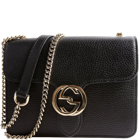 Gucci 510304 Interlocking Small Xbody Black/Gold Bag