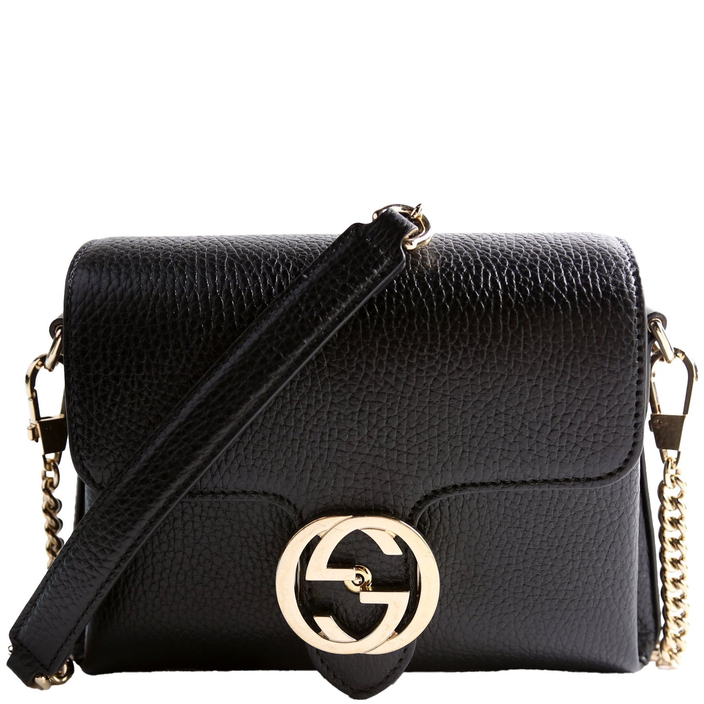 Gucci 607720 Interlocking Small Xbody Black/Gold Bag