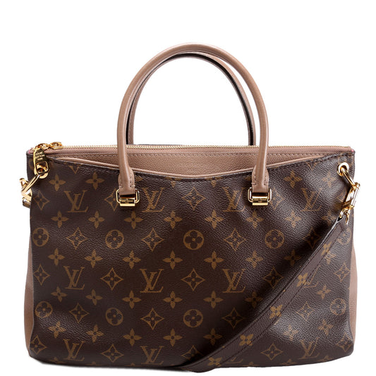 Louis Vuitton Pallas Tote Monogram Leather Side