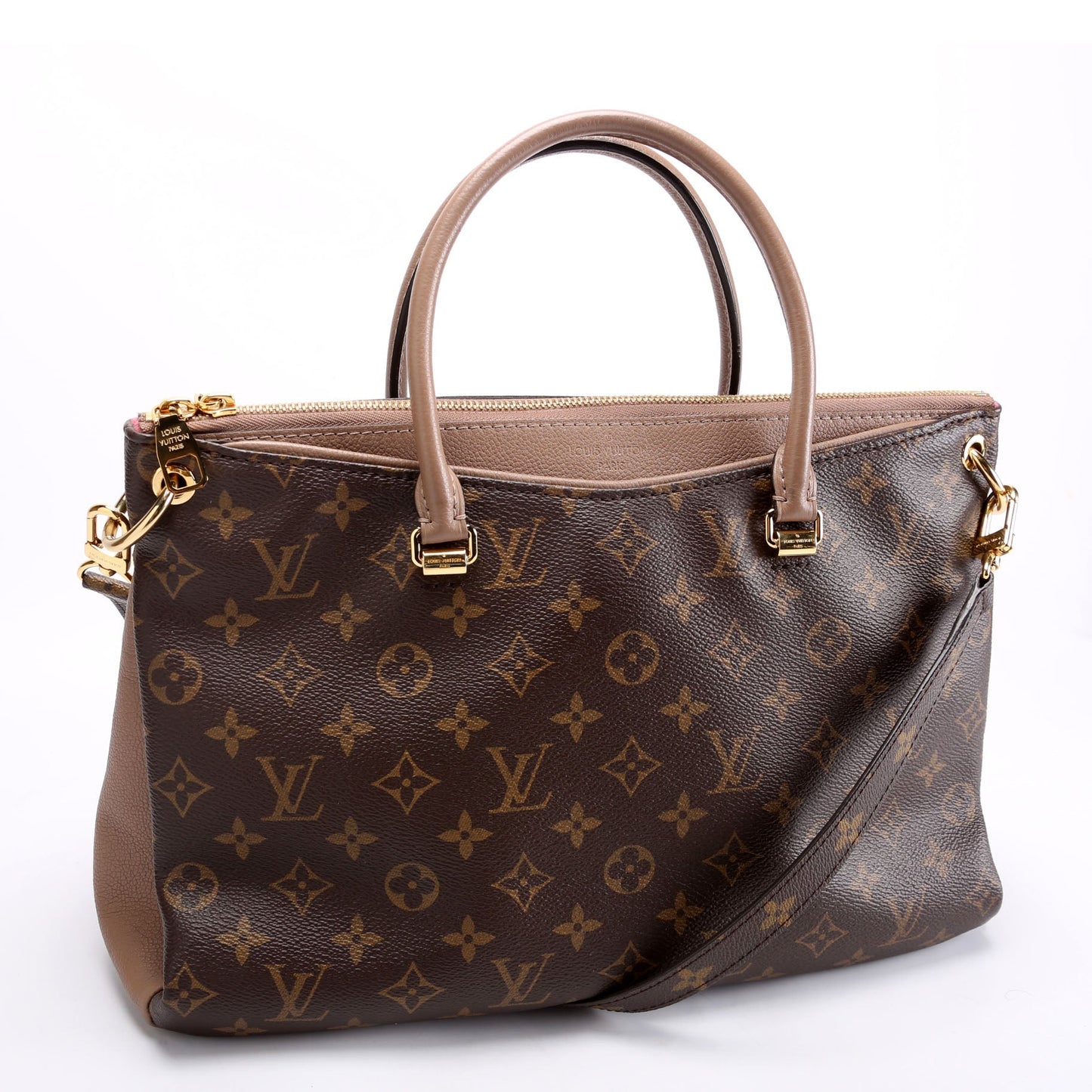 Louis Vuitton Pallas Tote Monogram Leather Side