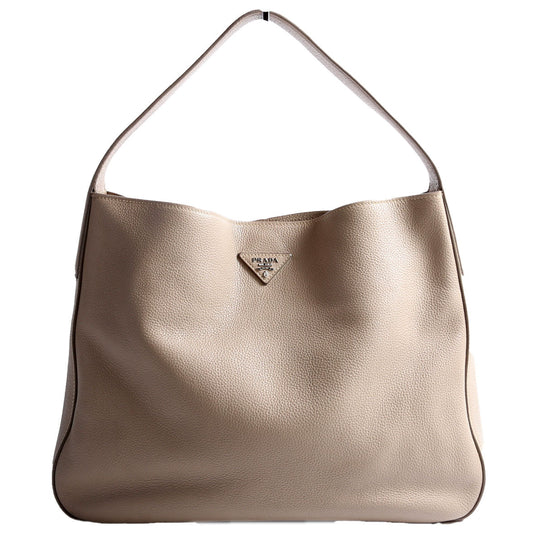 Prada Vitello Daino Hobo Beige Bag