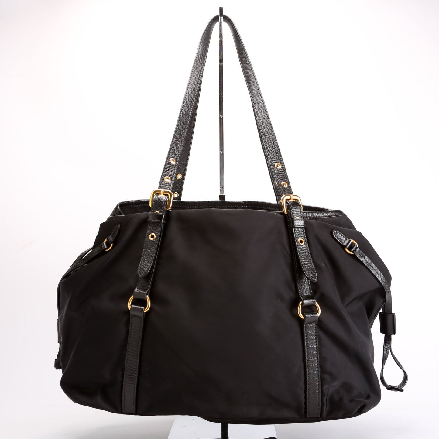Prada Logo To Nylon/Saffiano Black Bag