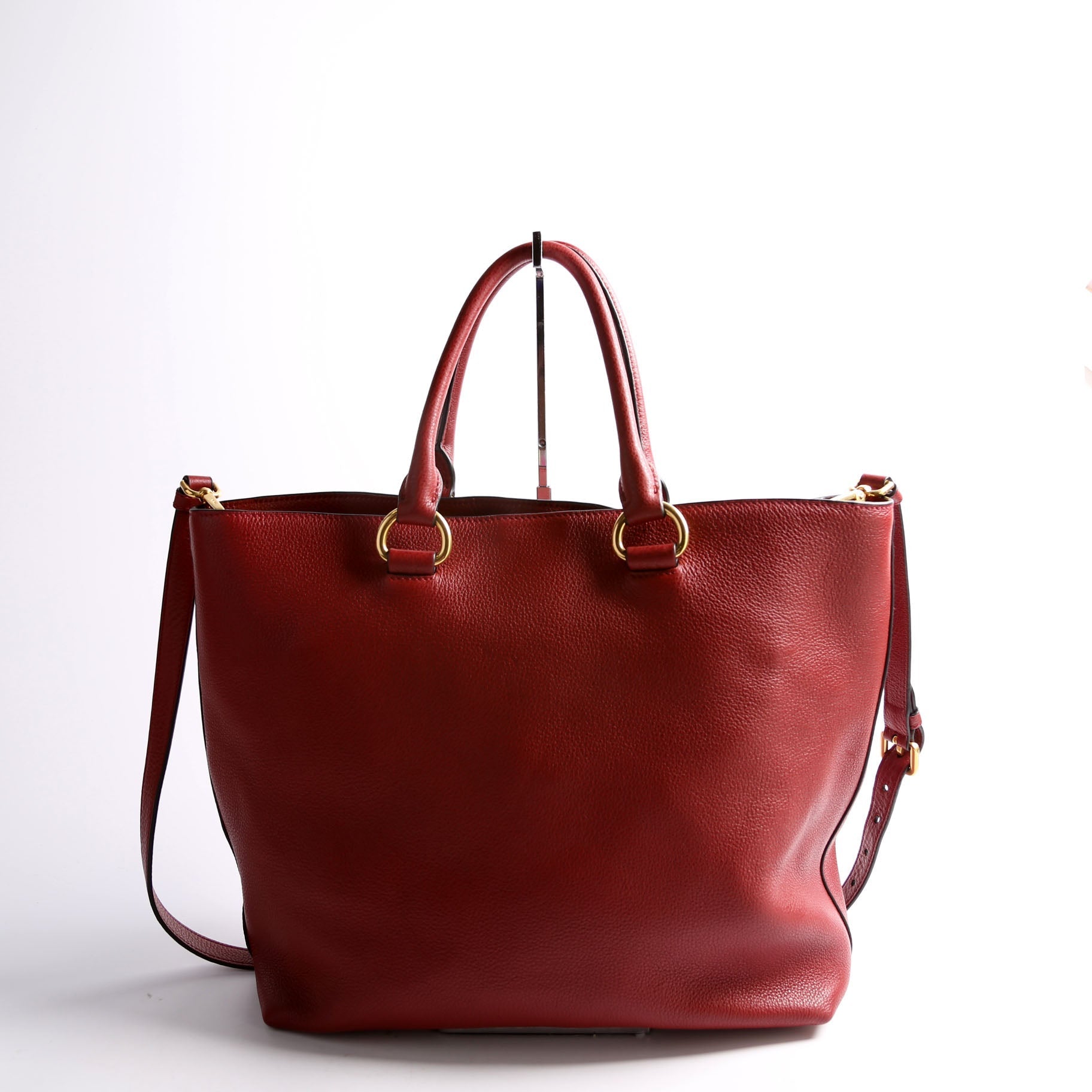 Prada 1BG865 Vitello Phenix Shopper Tote Red Bag