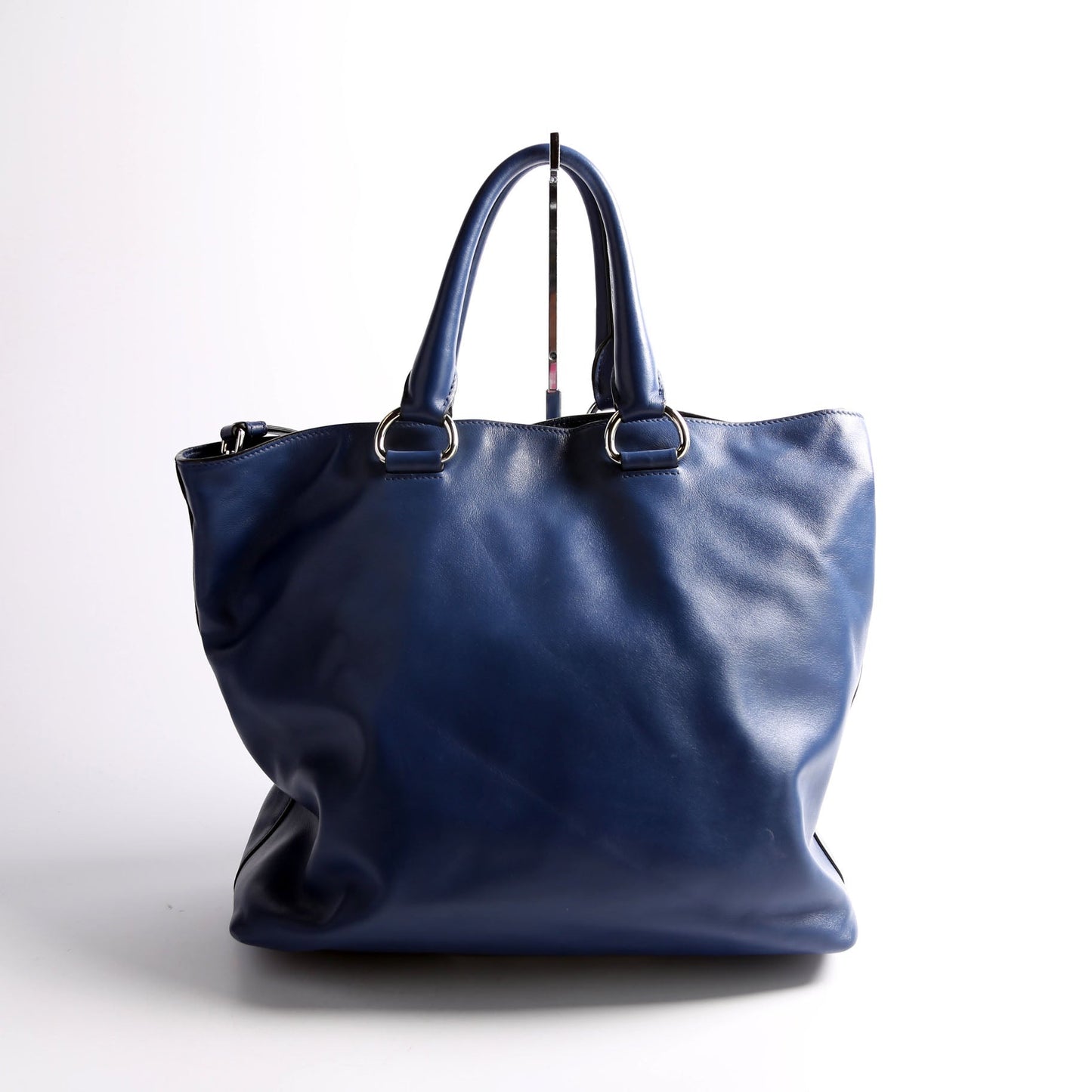 Prada BN1713 Soft Calf Shopping Tote Blue Bag