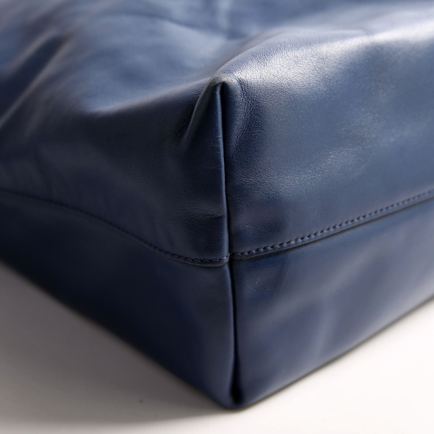 Prada BN1713 Soft Calf Shopping Tote Blue Bag