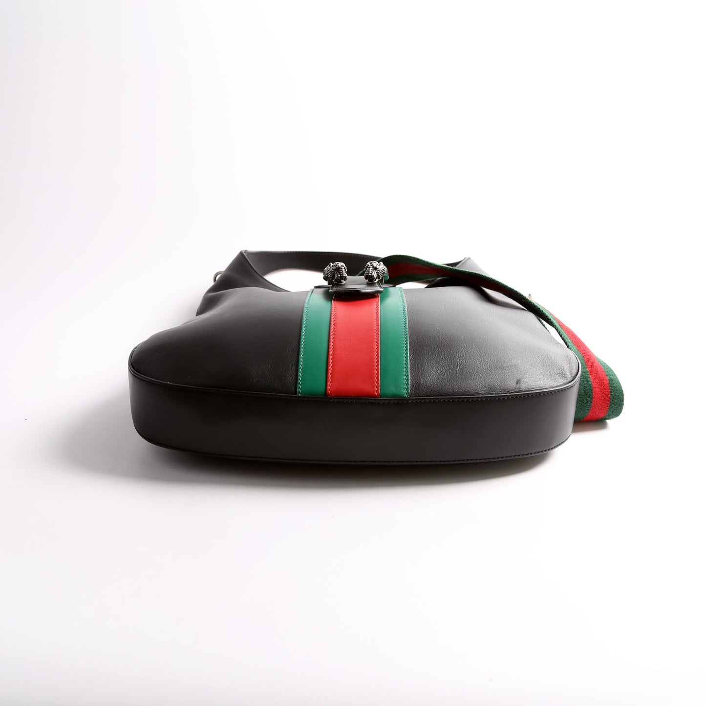 Gucci 44687 Web Stripe Dionysus Leather Hobo Black Bag