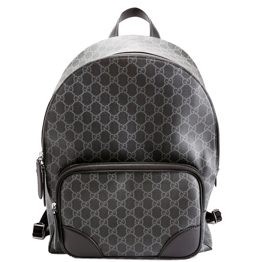 Gucci 821159 GG Supreme Emblem Backpack Medium Black Bag