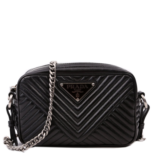 Prada Diagramme Camera Soft Calfskin Impunture Black Bag