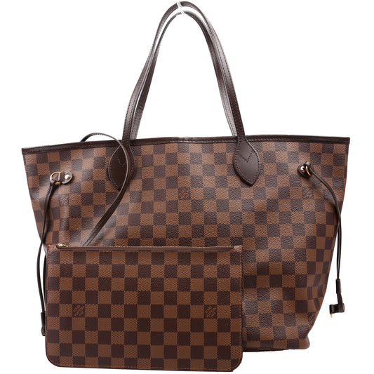 Louis Vuitton Neverfull With Wallet MM Damier Ebene Red