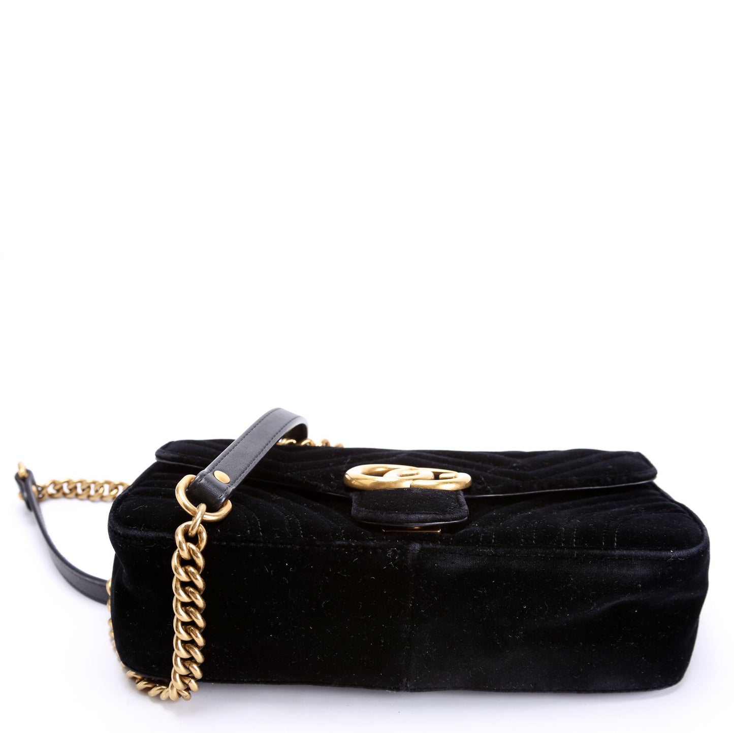 Gucci 443497 Marmont Shoulder Velvet Small Flap Black Bag