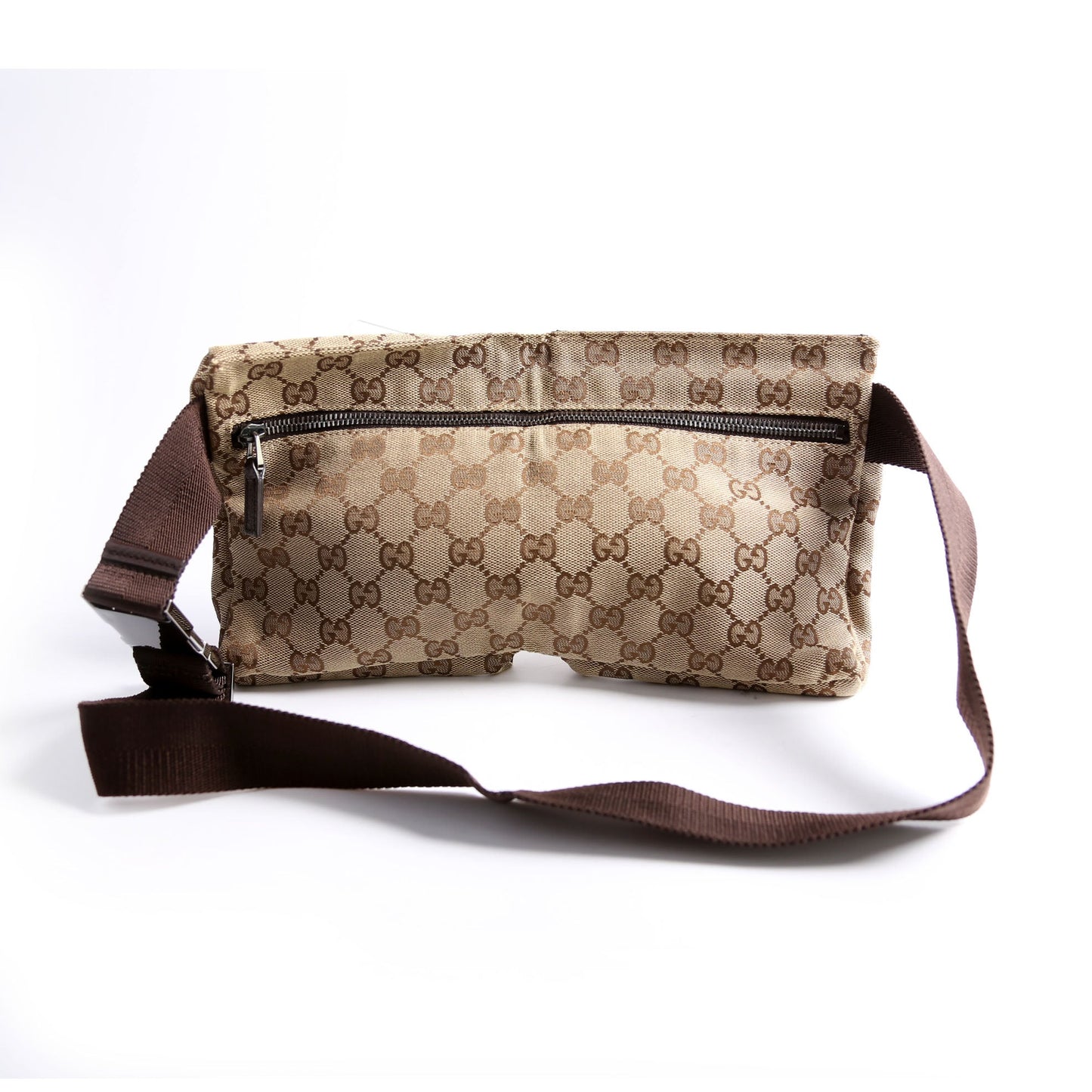 Gucci 28566 GG Canvas Waist Brown Bag