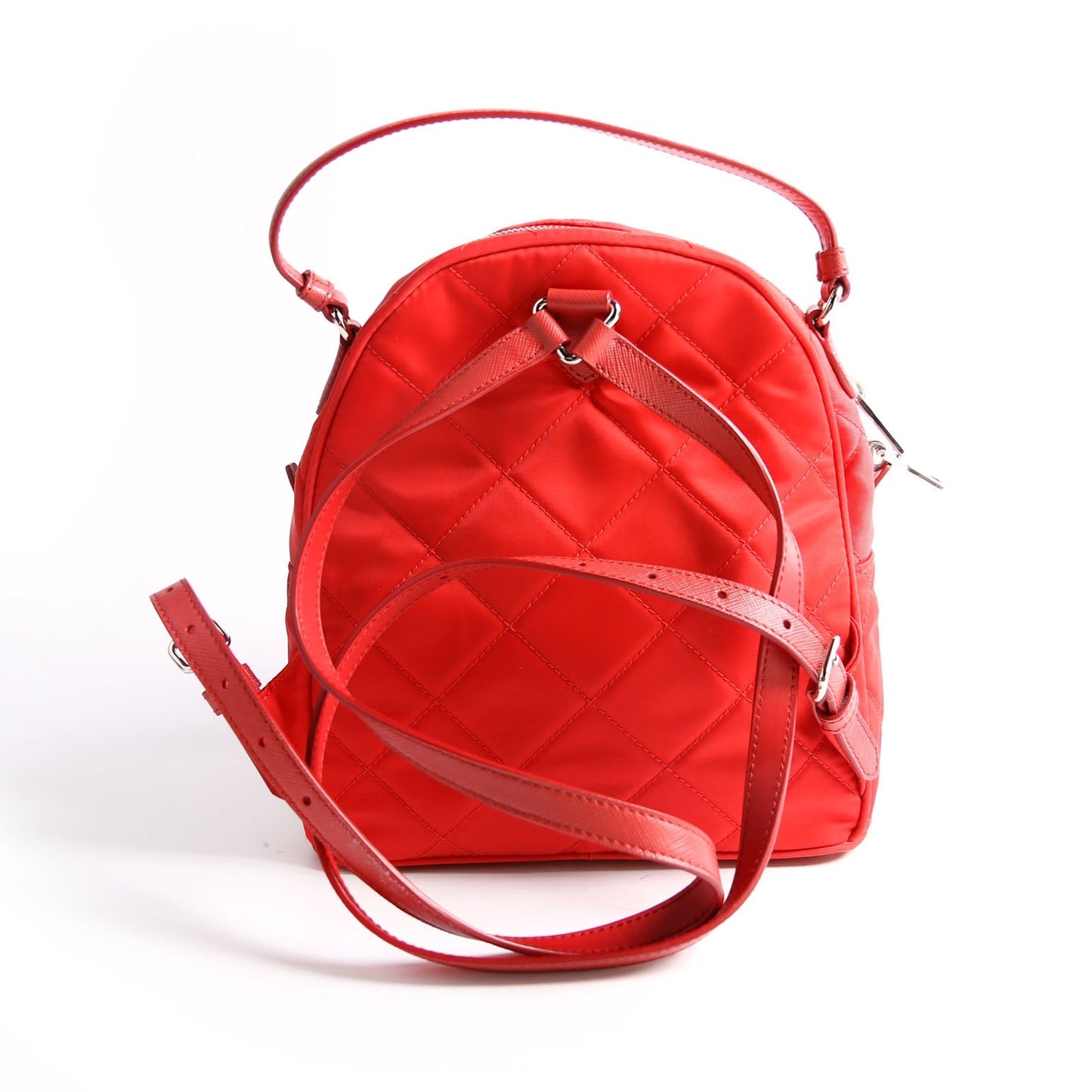 Prada 1BZ066 Quilted Nylon Mini Backpack Red Bag