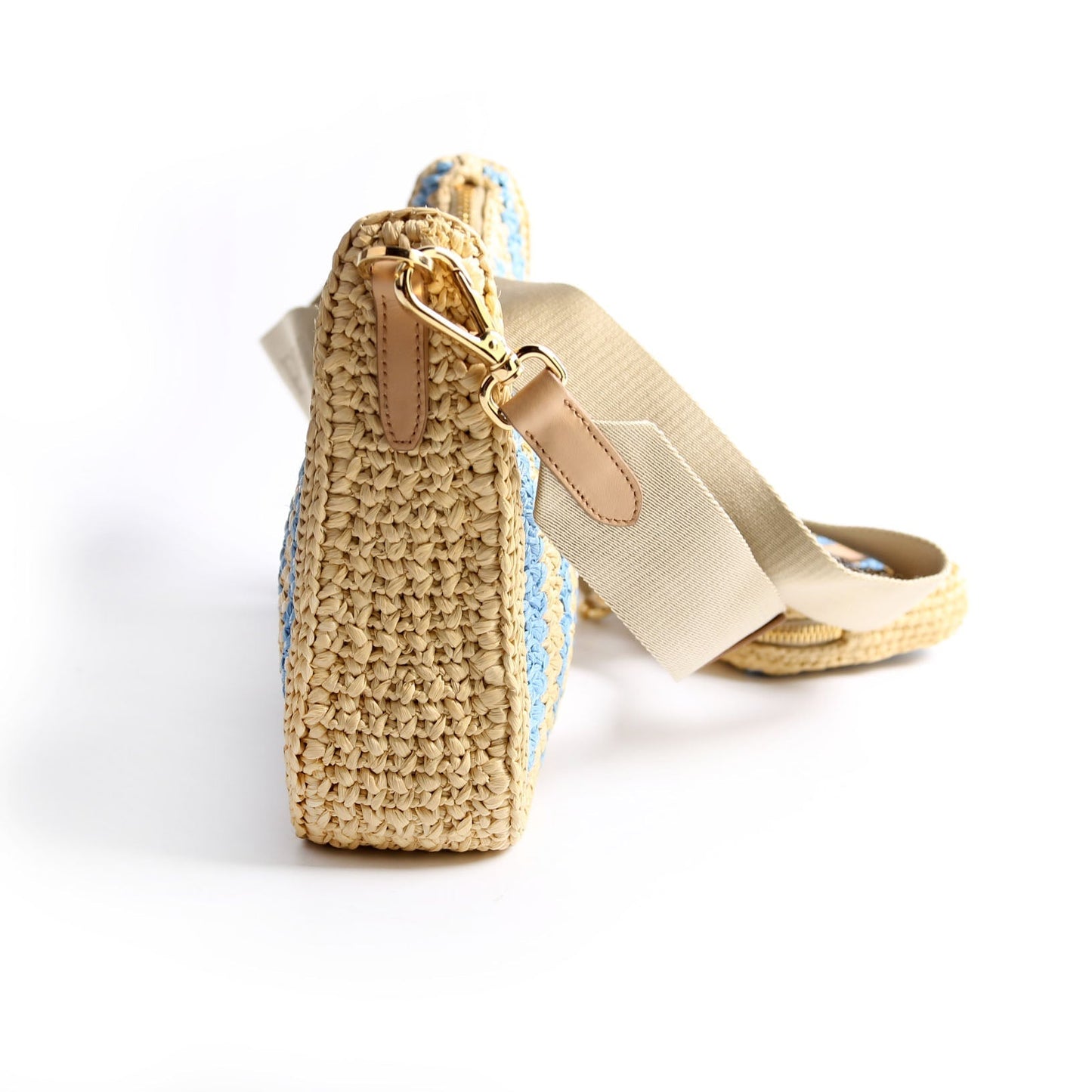 Prada 1BH204 Raffia Re-Edition 2005 Shoulder Beige/Blue Bag