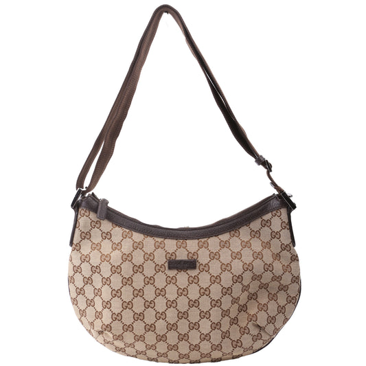 Gucci 181092 GG Canvas Half Moon Hobo Bag