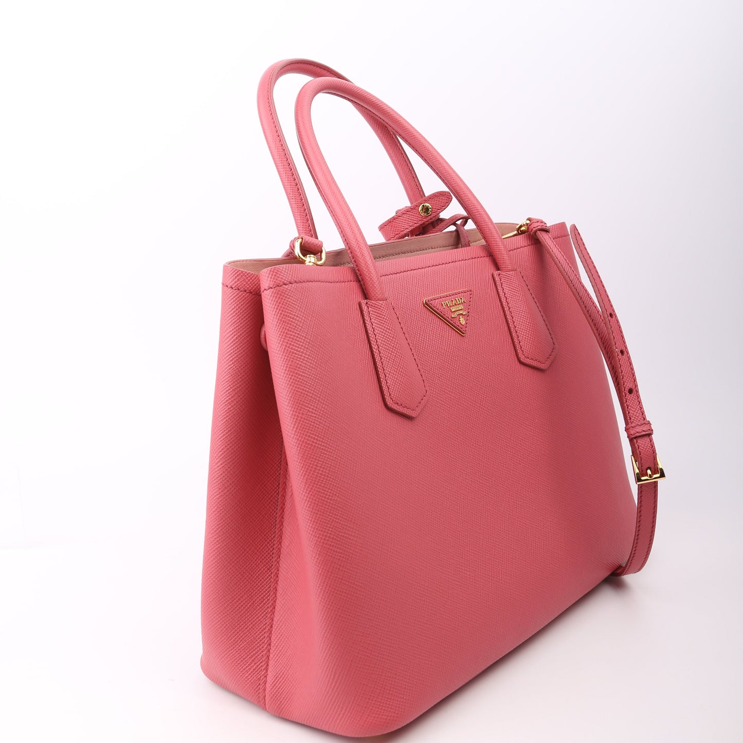 Prada Saffiano Cuir Double Medium Pink Bag