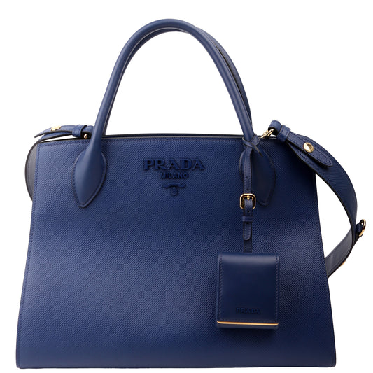 Prada Monochrome Medium Saffiano Cuir 1BA155 Blue Bag