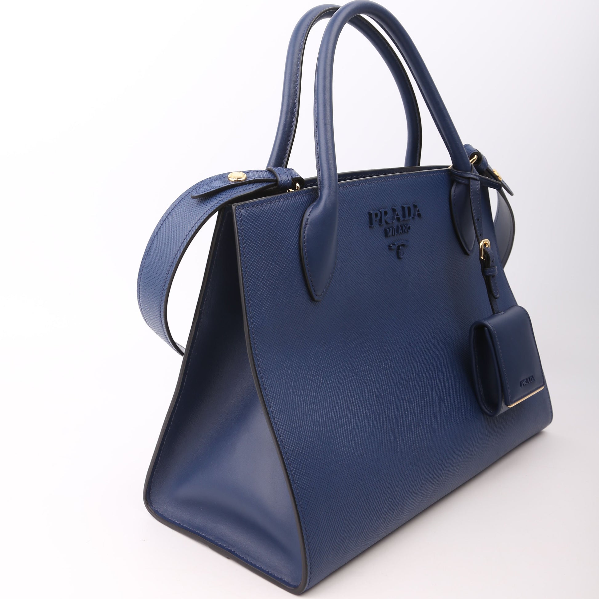 Prada Monochrome Medium Saffiano Cuir 1BA155 Blue Bag