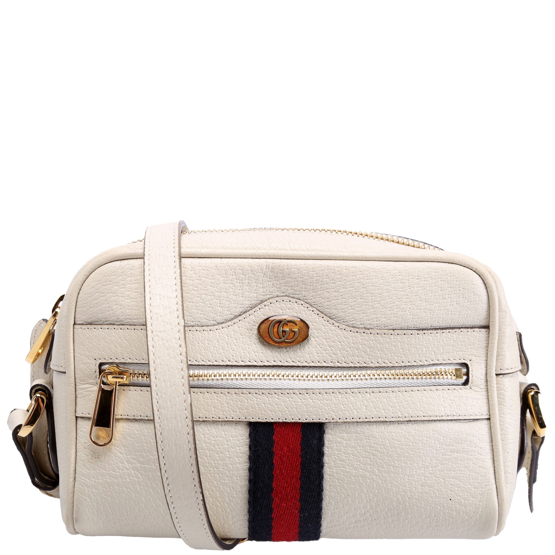 Gucci 517350 Web Leather Mini Ophidia White Bag