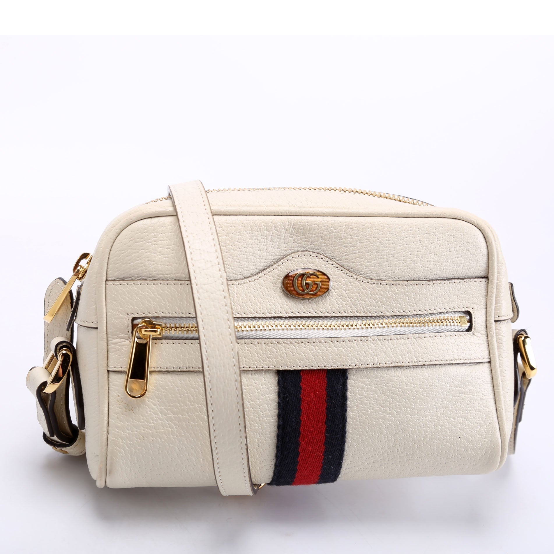 Gucci 517350 Web Leather Mini Ophidia White Bag