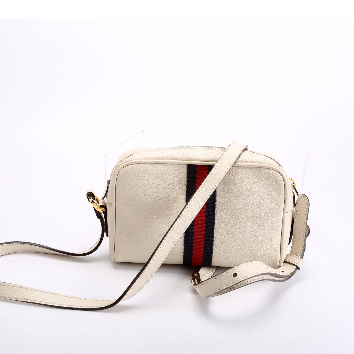 Gucci 517350 Web Leather Mini Ophidia White Bag