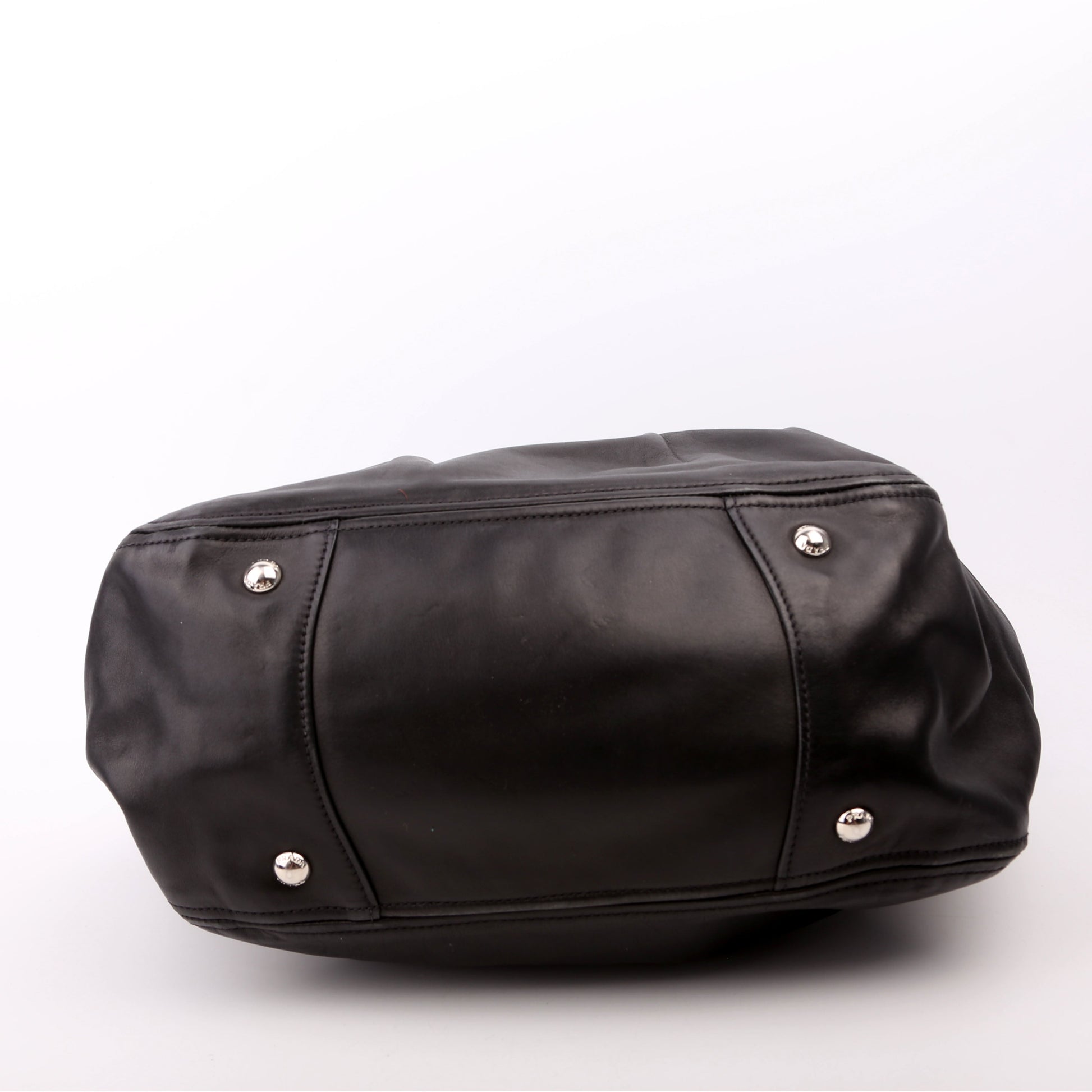 Prada Pleated Soft Calfskin Satchel Black Bag