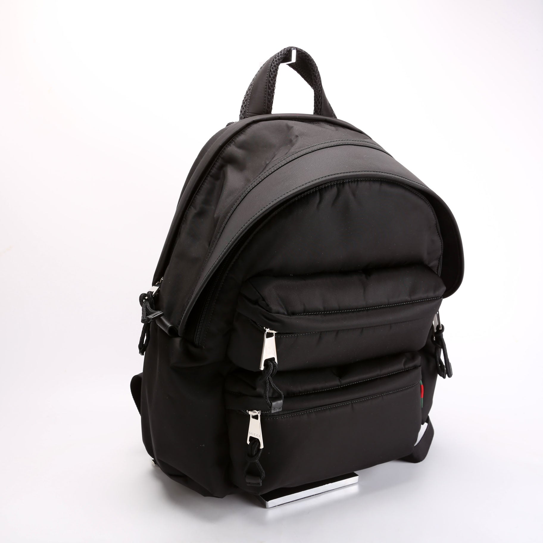 Gucci 800265 Logo Nylon Backpack Medium Black Bag
